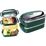 JUBOSYCZ Stainless Steel Bento Box for Adults&Kids,Japanese Leakproof Lunch Box Divided Food Meal Storage Containers Set Stac