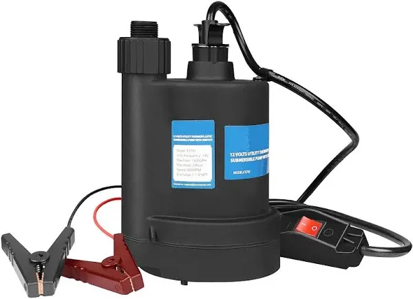 Water Pump Submersible Pump DC 12V Sump Pump 1500 GPH Utility Pump