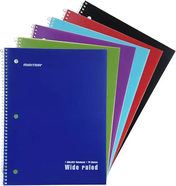 Spiral Notebooks - Solid, College Ruled, 6 Pack, For School, Office, Business...