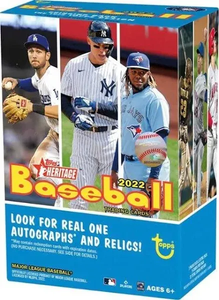 2022 TOPPS HERITAGE BASEBALL BLASTER BOX FACTORY SEALED AUTO AND RELIC 72 CARDS