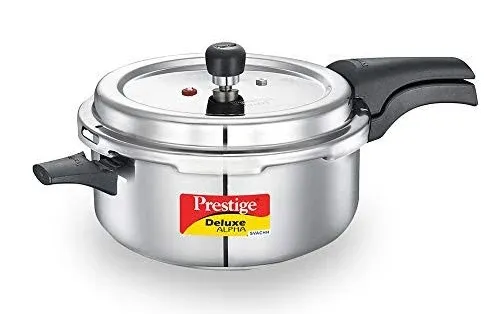 Prestige Deluxe Alpha Svachh Stainless Steel Pressure Cooker Deep Lid 5L Silver