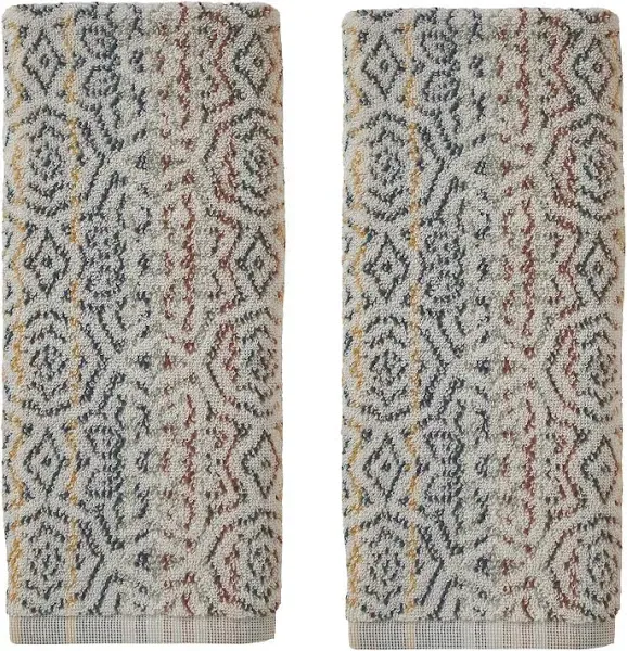 Versatile 2-Pack Spice Hand Towels - Cotton Terry, Reversible Patterns