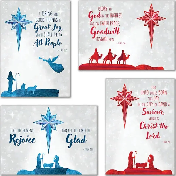 JBH Creations Christmas Star Religious Cards with Bible Verses - Pack of 24