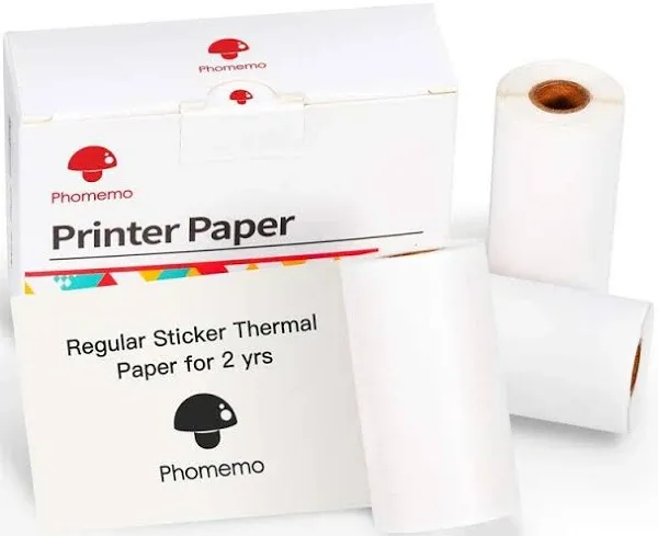 White Self-Adhesive Thermal Paper, Glossy Printable Sticker Paper for M02/M02...