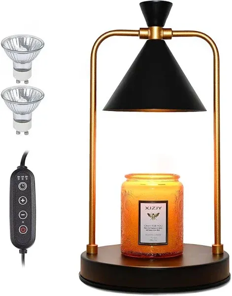 Candle Warmer Lamp with 2 Bulbs,Electric Candle Warmer with Timer,Christmas Gifts for Candle Lovers,Dimmable Candle Lamp,Compatible with Various Candles, Candle Holders for Home Decor (Black-3)