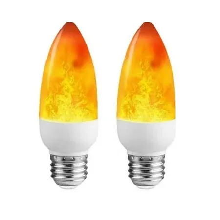 3 LED Flame Effect Light Bulb E26 Flickering Candelabra Light Bulbs 4w Warm Yel