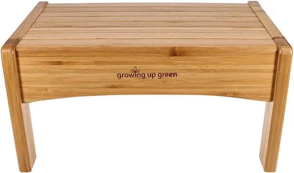 Growing Up Green Bamboo Bathroom Step Stool for Kids Using The Toilet and Sink - Kids Step Stool, Potty Training, Non-Slip, Bathroom, Kitchen, Lightweight