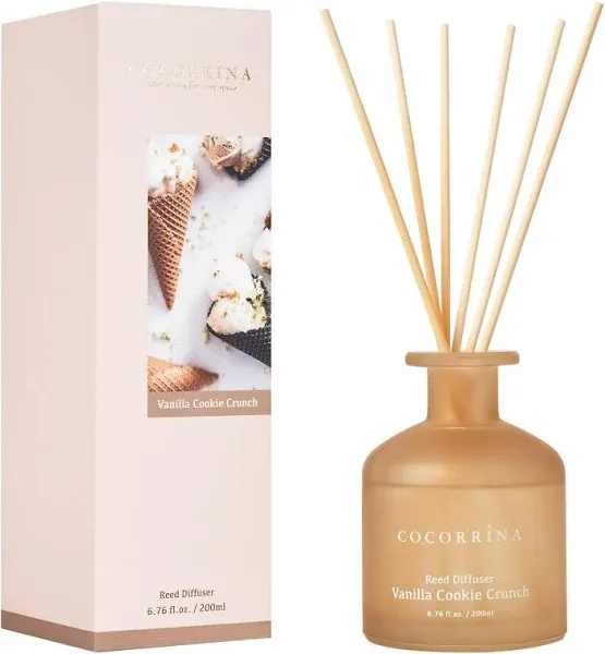 Cocorrína Reed Diffuser - Vanilla Cookie Crunch 6.76oz Diffuser with 8 Sticks ...