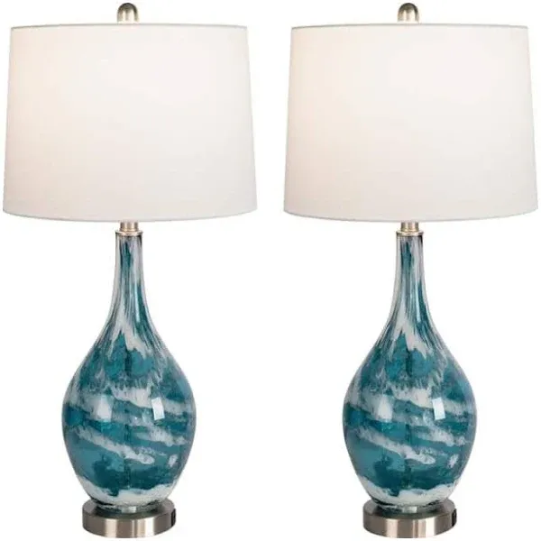 Maxax Coastal Glass Table Lamps (Set of 2)