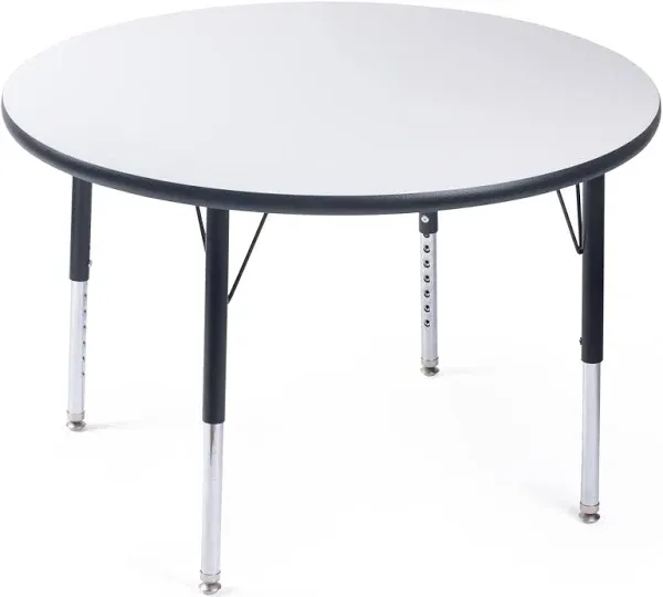 Bintiva Activity Table 36" Round Black Edge - Black Legs Adjusts 21" - 30"