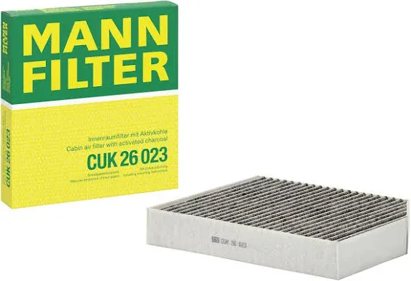 Mann Filter CUK 26 023 Automotive Cabin Air Filter with Activated Carbon, Car & Truck Passenger Compartment OEM Filter Replacement for Mercedes Benz: GLC300, C300, GLC300 and more