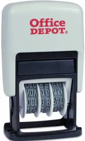 Office Depot Self-Inking 3-in-1 Micro Dater, Red/Blue Ink