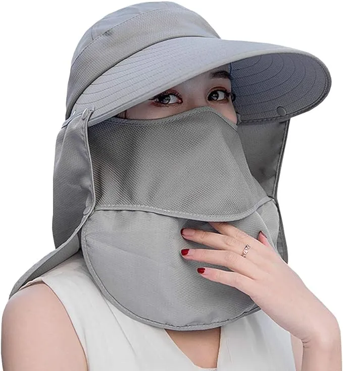 Outdoor UPF 50+ UV Sun Protection Waterproof Breathable Face Neck Flap Cover Folding Sun Hat for Men/Women