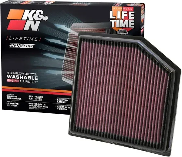 K&N Engine Air Filter: Reusable, Clean Every 75,000 Miles, Washable Replacement Car Air Filter: Compatible 2010-2019 Lexus/Toyota (GS300, 350, IS 300-350, RC 300-350, Vellfire, Alphard, MarkX) 33-2452