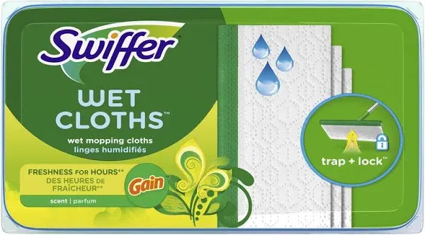 Swiffer Sweeper Wet Mopping Pad Multi Surface Refills for floor mop, Open Window Fresh scent, 12 Count, Packaging May Vary