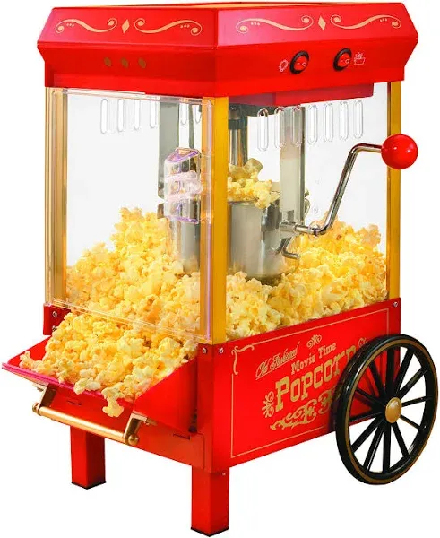 Vintage 2.5-Ounce Popcorn Cart with 5-Quart Bowl