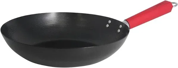 Imusa USA Inch, Red PAN-10046 12" Nonstick Carbon Steel Wok, Handle