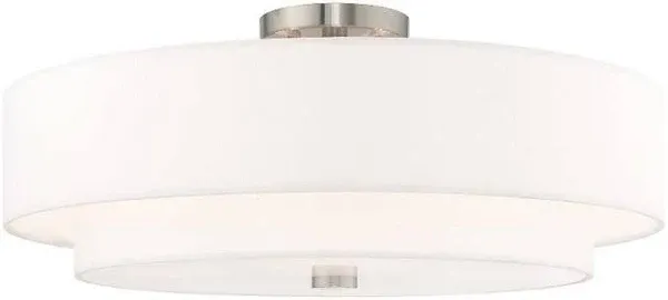 Livex Lighting Meridian 5 Light Brushed Nickel Semi Flush Mount 52140-91