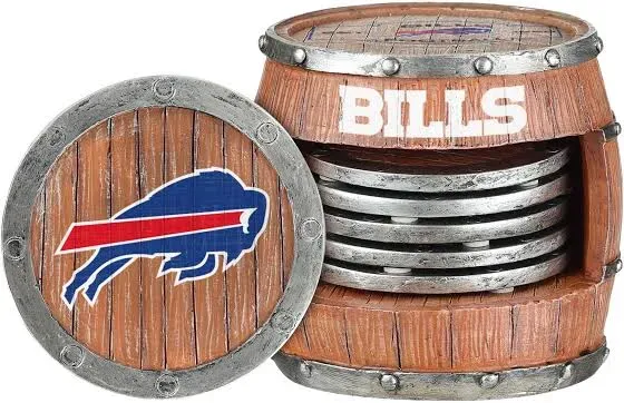 Buffalo Bills NFL 5 Pack Barrel Coaster Set