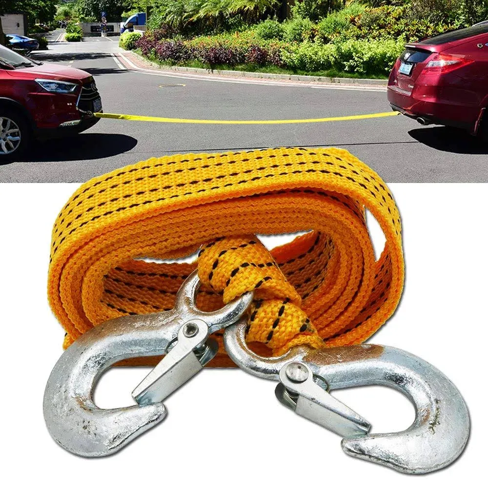 YSY 1Set 51005A Heavy Duty Tow Strap with Safety Hooks | 2” x 10’ | 