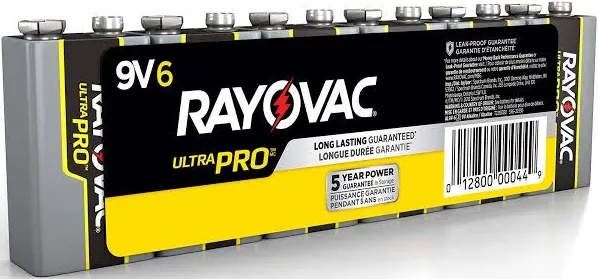 Rayovac AL-9V Alkaline Industrial 9v 6 Pack E302359600