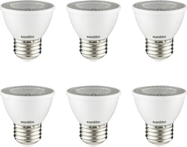 6PK MR16 LED Short Neck Light Bulb, 7 Watt (50W), 2700K, E26, Dimmable