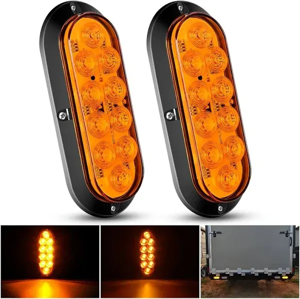 Nilight 6" Oval Amber LED Trailer Tail Lights