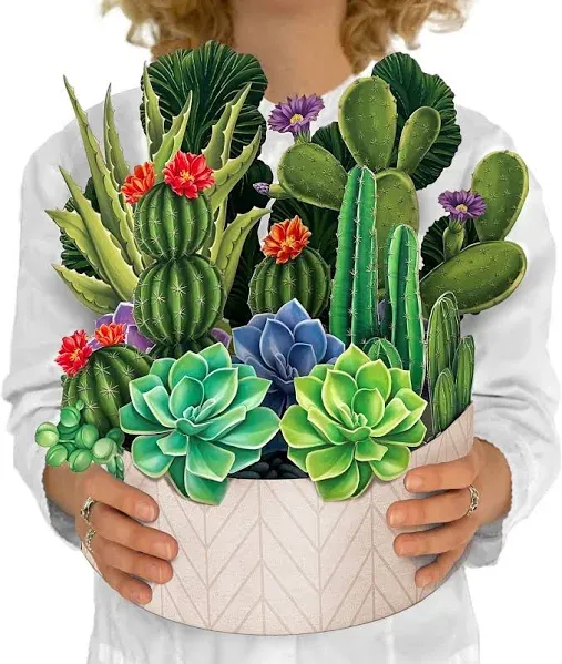 FreshCut Paper Cactus Garden 3D Pop-Up Paper Bouquet Greeting Card