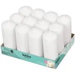 12 White Pillar Candles - 2.7 x 6.7 Inches Unscented Candle Set - 62 Hours - ...