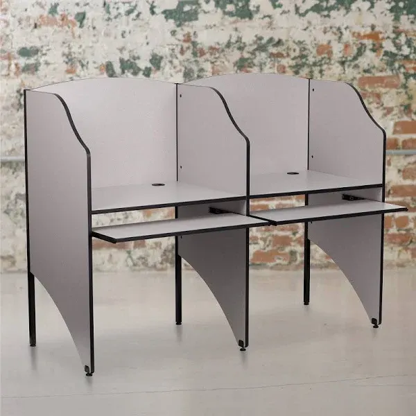 Flash Furniture Add-On Study Carrel in Gray Finish - MT-M6202-GY-ADD-GG