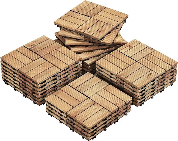 Yaheetech Patio Tiles Wooden Interlocking Deck Tiles 27PCS Garden Floo