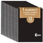 Rosmonde 1 Subject Spiral Notebook 12 Pack Wide Ruled Water Resistant Cover T...