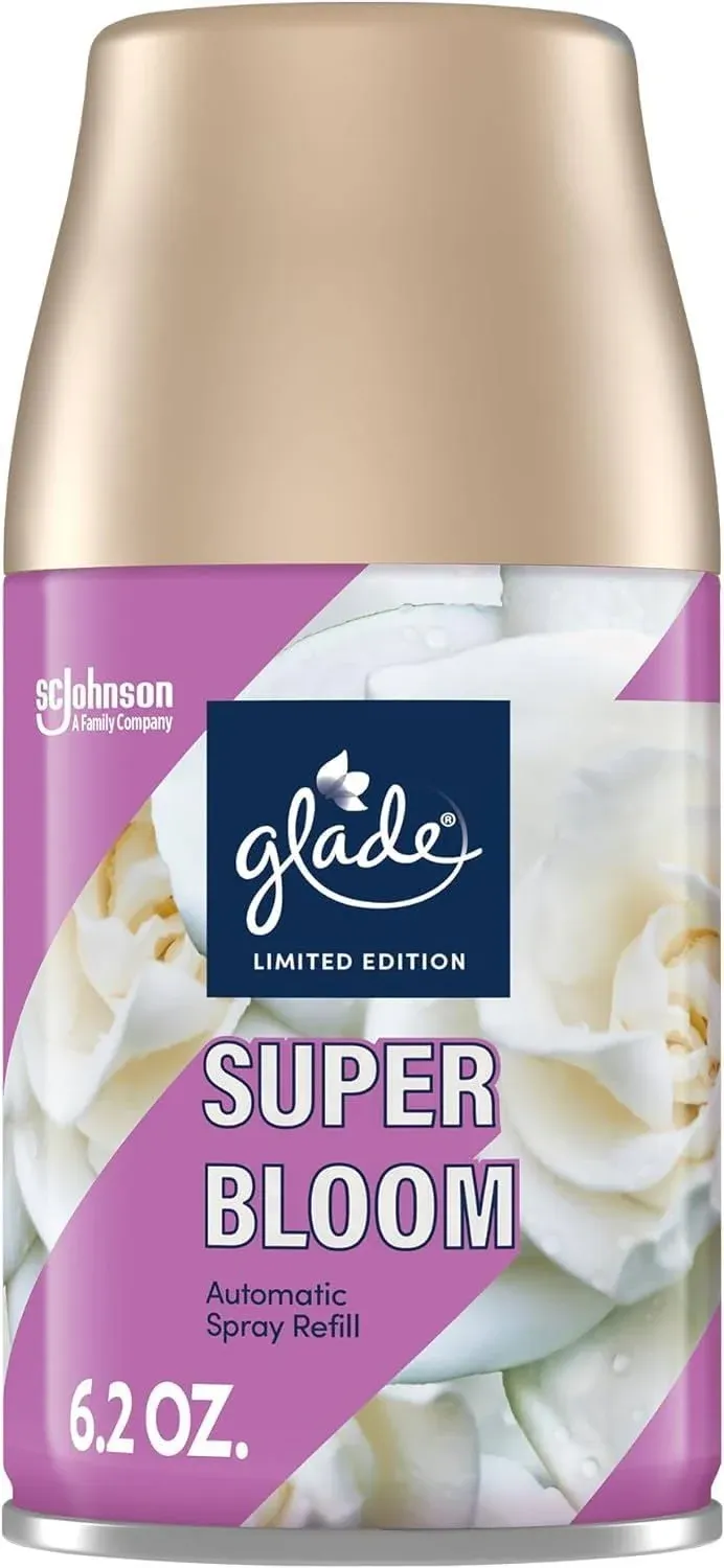 Glade Automatic Spray Refill, Air Freshener for Home and Bathroom, Super Bloom, 6.2 Oz (3 Pack)