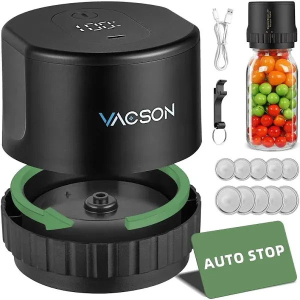 Upgraded Fully Automatic Electric Mason Jar Vacuum Sealer Kit for Wide & Regular Mouth Mason Jars, Canning Vacuum Sealer Mason Jar, Vacuum Sealer for Jars, food saver jar sealer for mason jars