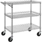 Finnhomy 3 Tier Heavy Duty Commercial Grade Utility Cart, Wire Rolling Cart With Handle