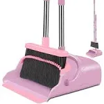 Pink Broom and Dustpan Set, Broom with Dustpan Combo Set for Home Office Kitc...