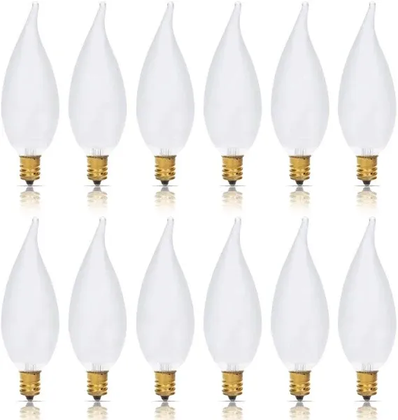 Simba Lighting Candelabra Flame Tip Frosted CA10 40W E12 Base Light Bulbs