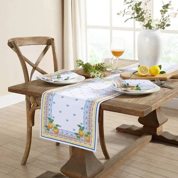 Elrene Home Fashions Capri Lemon Mediterranean Spring/Summer Fabric Table/Con...