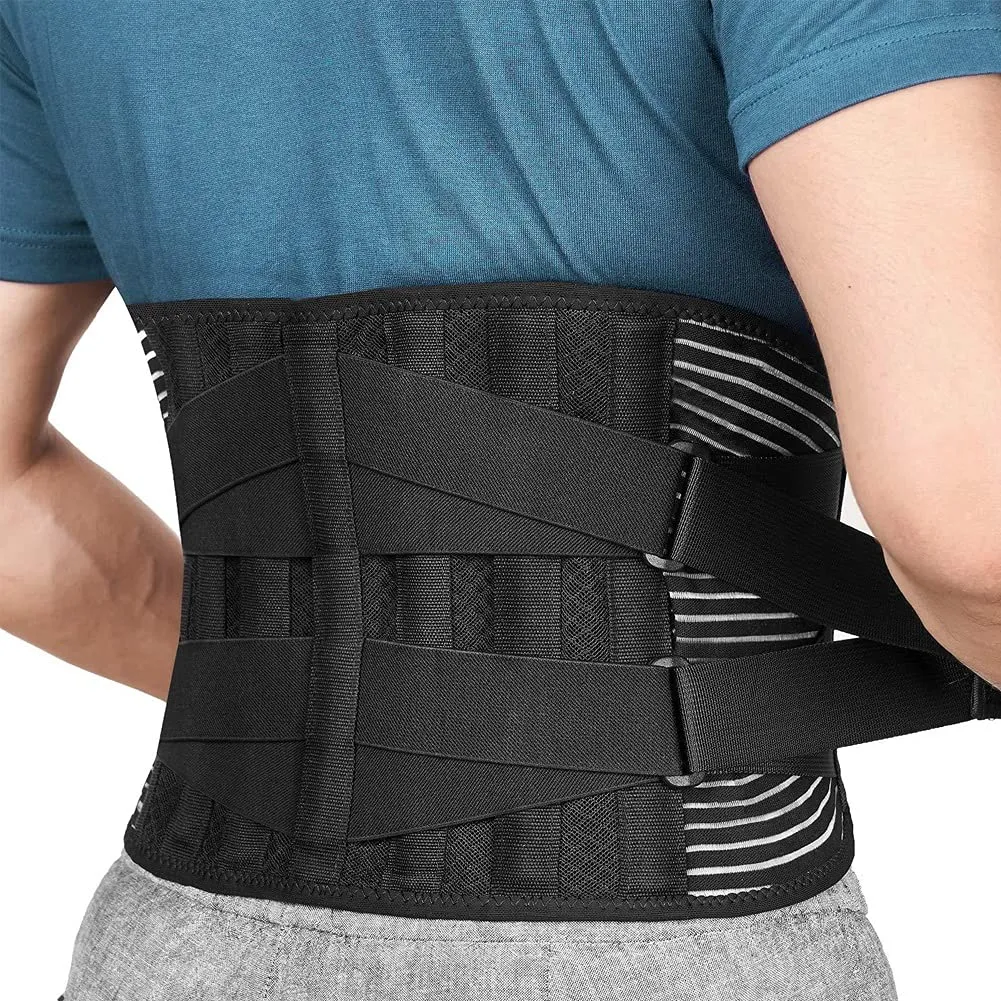 Back Braces for Lower Back Pain Relief with 6 Stays, Breathable Back Support Belt for Men/Women for Work , Anti-Skid Lumbar Support Belt with 16-Hole