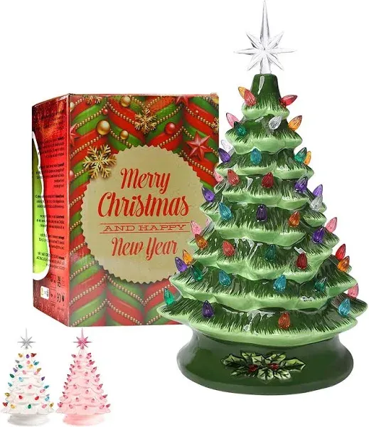 Ceramic Christmas Halloween Tree Green Black Prelit Christmas Decorations Tablet