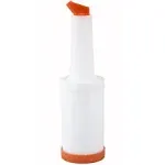 Winco Ppb-1O 1qt Liquor/juice Pour Bottle, Orange Spout & Lid