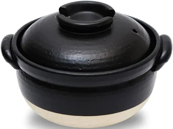 DONABE Clay Rice Cooker Pot Casserole Japanese Style Made in Japan for 1 to 2 Cu