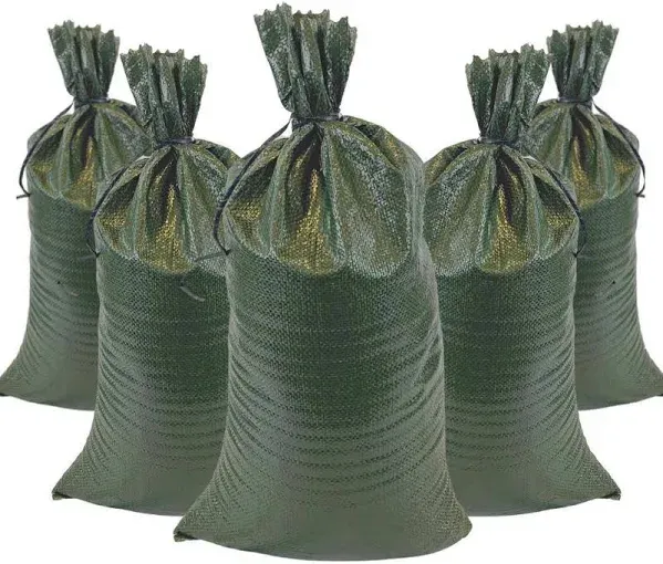 DURASACK Heavy Duty Sand Bags with Tie Strings Empty Woven Polypropylene Sand-Bags for Flood Control with 1600 Hours of UV Protection, 50 lbs Capacity, 14x26 inches, Yellow, Pack of 10