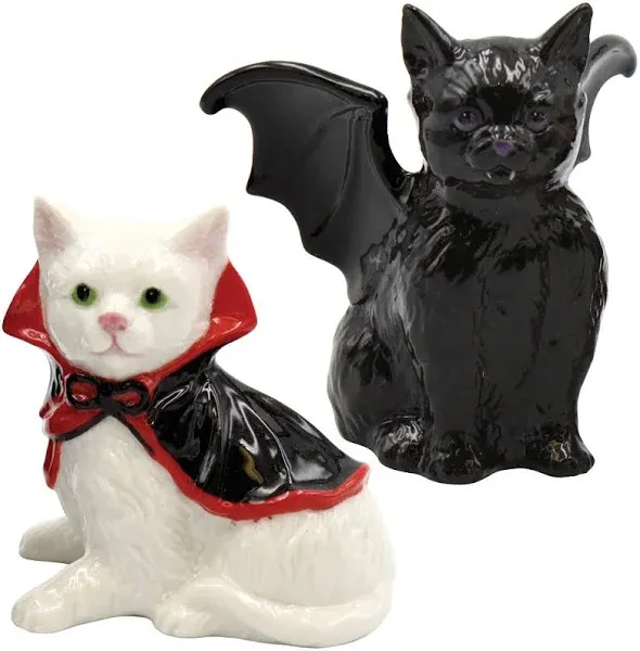 Kevins Gift Shoppe Ceramic Halloween Vampire and Dracula Cat Salt And Pepper