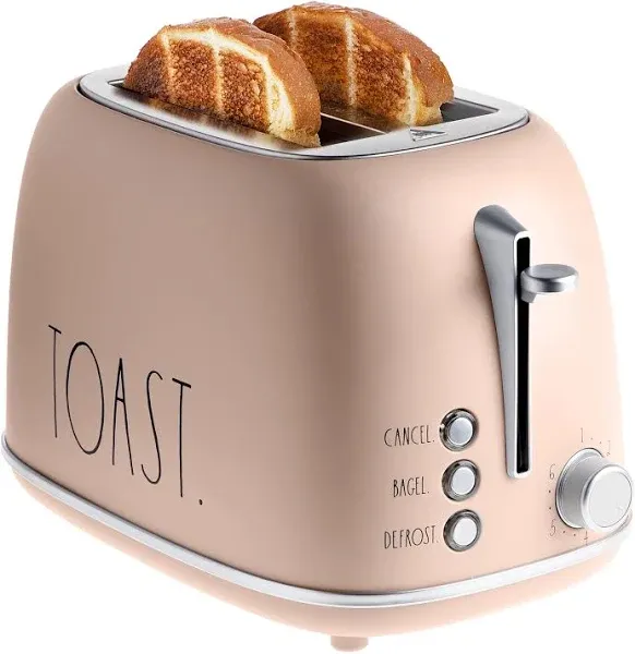 Rae Dunn Vintage Round Bread Toaster, 2-Slice Stainless Steel Toaster, Black