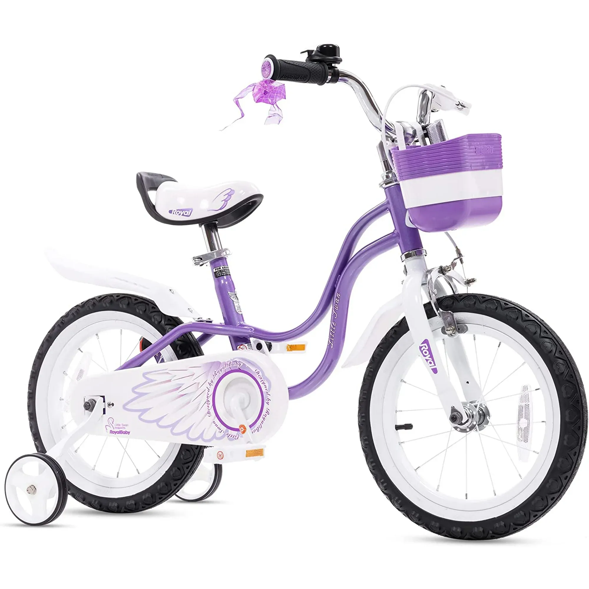 Royalbaby Little Swan Girl's Bicycle with Training Wheels and Basket