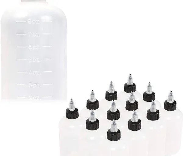 Juvale 12 Pack Boston Round Squeeze Bottles with Twist Caps