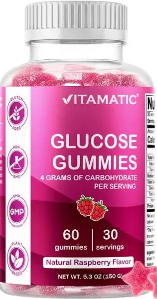 Glucose Gummies, Natural Raspberry, 60 Gummies