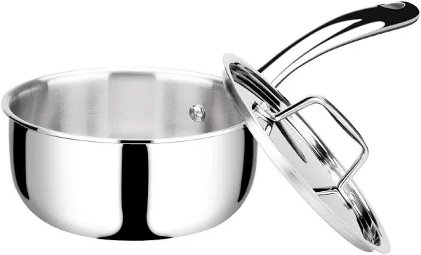 Whole-Clad Tri-Ply Stainless Steel Saucepan w/ Lid 1.6 Quart Induction Cookware