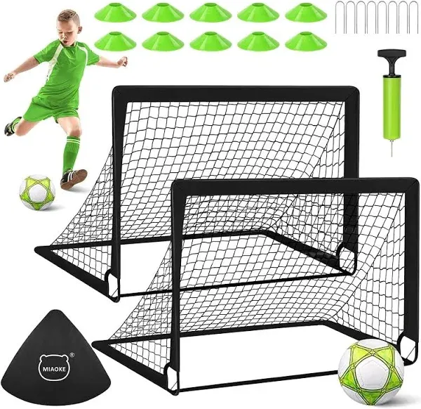 Kids Soccer Goals for Backyard Set 2 of 4' x 3' Portable Soccer Goal Training Equipment